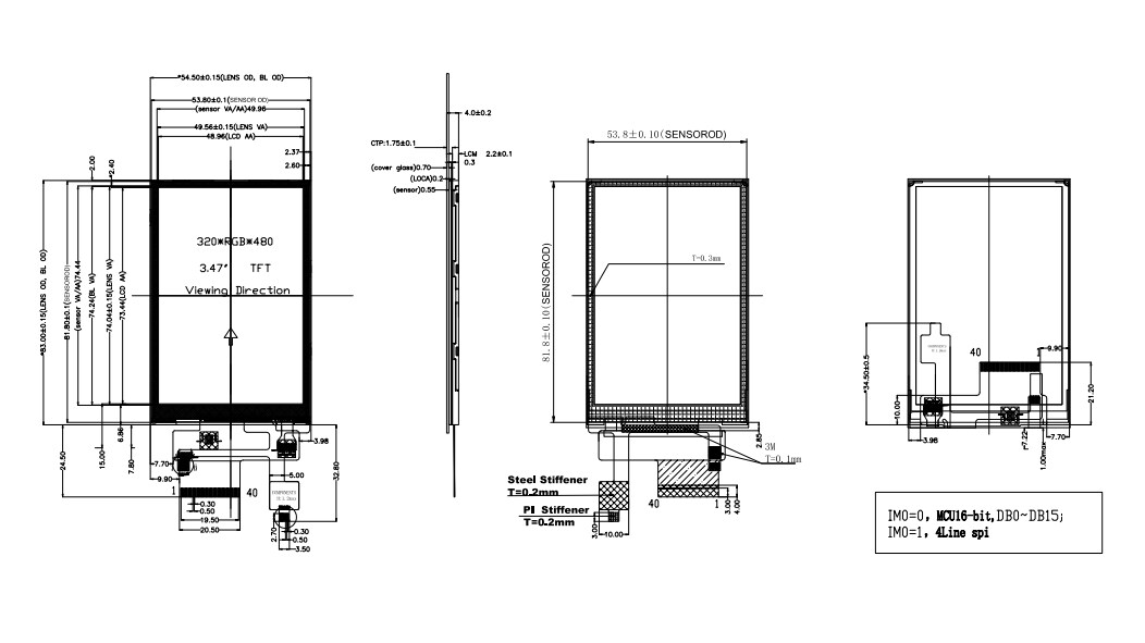 Mechanical Drawing - 4D LCD 35480320 3.5